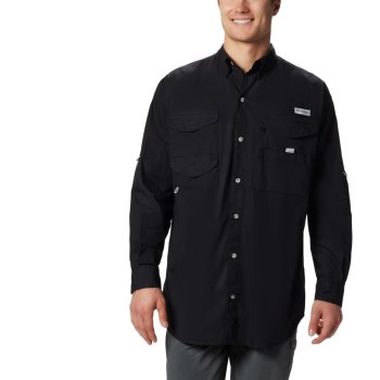 Columbia PFG Bonehead Long Sleeve Big, Camisa Negros Para Hombre | 456193-QSN